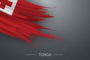 3d grunge brosse accident vasculaire cérébral drapeau de Tonga vecteur