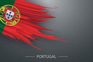 3d grunge brosse accident vasculaire cérébral drapeau de le Portugal vecteur