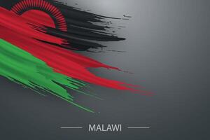 3d grunge brosse accident vasculaire cérébral drapeau de Malawi vecteur