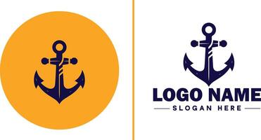 ancre logo icône vecteur pour navire yacht luxe Marin ancre icône logo modèle