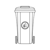 main tiré des gamins dessin dessin animé vecteur illustration poubelle poubelle icône isolé sur blanc Contexte