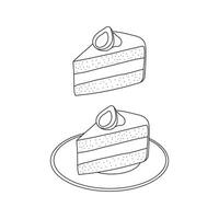 main tiré des gamins dessin dessin animé vecteur illustration gâteau tranche sorcière crème et fraise icône isolé sur blanc Contexte