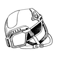 moderne militaire soldat casque noir et blanc vecteur illustration pour armée, infanterie tactique uniforme équipement