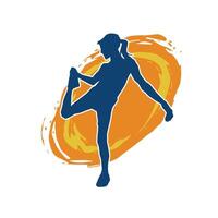 silhouette de svelte femelle Faire exercer. silhouette de une sportif femme Faire Gym faire des exercices pose. vecteur