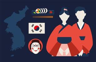 icônes culture coréenne vecteur