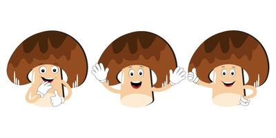champignon dessin animé personnage dans divers gestes, ensemble illustration champignon mascotte avec divers différent expressions de mignonne émotion dans bande dessinée style pour graphique designer, vecteur illustration