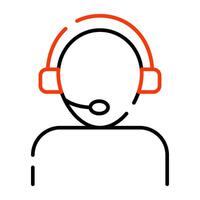 avatar portant écouteurs icône de service d'assistance vecteur