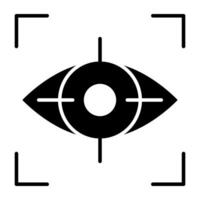 œil à l'intérieur réticule, icône de iris reconnaissance vecteur