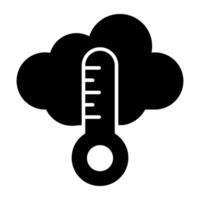 une solide conception icône de nuage avec thermomètre, temps prévoir vecteur