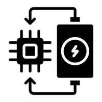 une solide conception icône de mobile batterie mise en charge vecteur