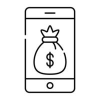 dollar sac à l'intérieur téléphone intelligent, icône de mobile investissement vecteur