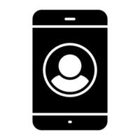 mobile profil icône dans rempli conception vecteur