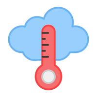 une plat conception icône de nuage avec thermomètre, temps prévoir vecteur