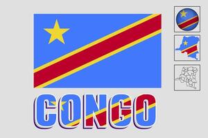 carte et Congo drapeau dans vecteur illustration