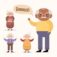 quatre personnages de grands-parents vecteur