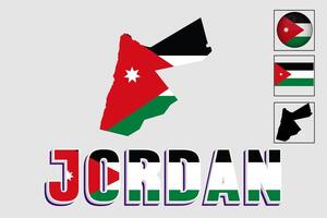 Jordan carte et drapeau dans vecteur illustration