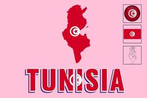 Tunisie drapeau vecteur illustration et carte