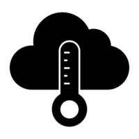 une solide conception icône de nuage avec thermomètre, temps prévoir vecteur