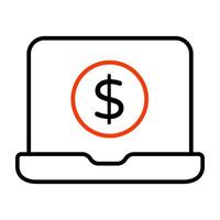 dollar à l'intérieur ordinateur portable, icône de en ligne bancaire vecteur