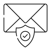 enveloppe avec bouclier, icône de sécurise courrier vecteur