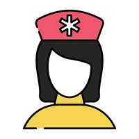 femelle avatar avec médical casquette, icône de infirmière vecteur