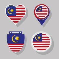 jeu de symboles de drapeaux malais vecteur