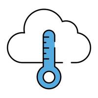 une plat conception icône de nuage avec thermomètre, temps prévoir vecteur