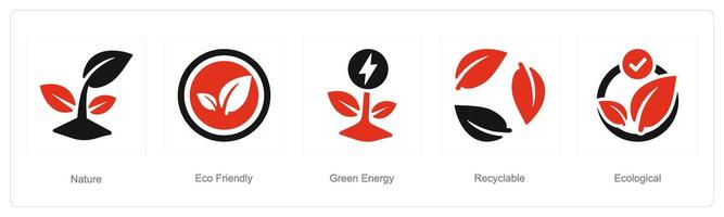 une ensemble de 5 écologie Icônes comme nature, éco amical, vert énergie vecteur