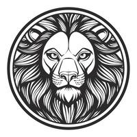 Lion tête noir et blanc dessin tatouage conception vecteur illustration