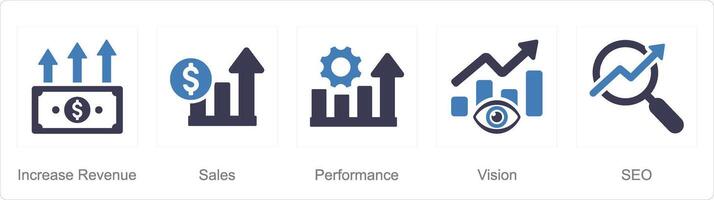 une ensemble de 5 augmenter vente Icônes comme augmenter vente, ventes, performance vecteur