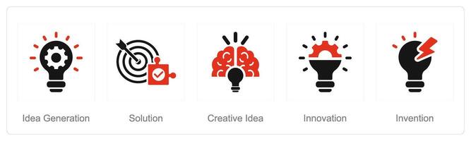 une ensemble de 5 idée Icônes comme idée génération, solution, Créatif idée vecteur
