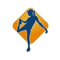 silhouette de svelte femelle Faire exercer. silhouette de une sportif femme Faire Gym faire des exercices pose. vecteur