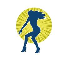 silhouette de une svelte femelle dans Danse pose. silhouette de une femme dansant. vecteur