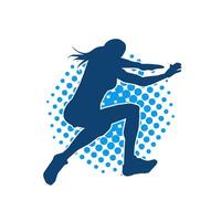 silhouette de une content femme sauter pose. silhouette de une femelle modèle saute. vecteur