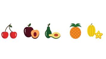 nourriture agriculture et des fruits tranches vecteur icône ensemble des illustrations