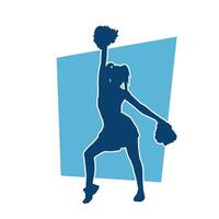 silhouette de une femelle pom-pom girl porter pom pom tandis que dansant vecteur