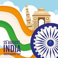 Inde indépendance avec ashoka chakra vecteur