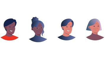 diverse multinational adulte gens profil tête personnages vecteur illustration