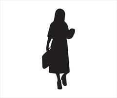 silhouette de une femme avec une sac. vecteur illustration.