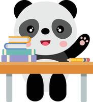 mignonne Panda étudiant séance à une table vecteur