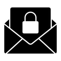 cadenas avec enveloppe dénotant concept de sécurise courrier vecteur