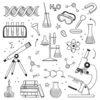 griffonnage science, chimie éducation école. main tiré griffonnage style. vecteur main tiré ligne