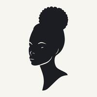 noir et blanc vecteur illustration de une magnifique africain américain femme dans profil.