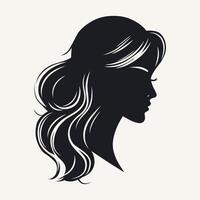 silhouette de une femme tête avec frisé cheveux. vecteur illustration.