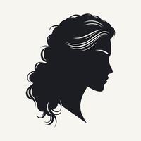 silhouette de une femme tête avec coiffure. vecteur illustration.