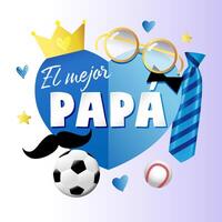 el mejor papa - meilleur papa dans le monde Espagnol salutations, social réseau affiche. vecteur