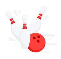 bowling Balle à frappé le broche. bowling tournoi. vecteur illustration
