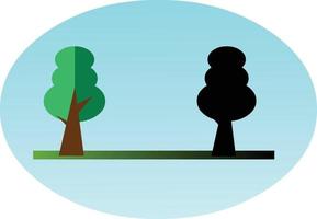 icône d'arbre de style plat avec son art vectoriel silhouette.