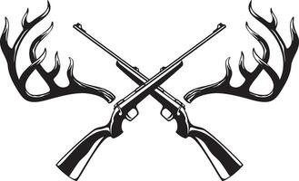 cerf bois avec franchi fusils noir et blanche. vecteur illustration.