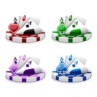 vecteur ensemble de Icônes pour casino ou fentes. quatre couleurs et symboles poker cartes.